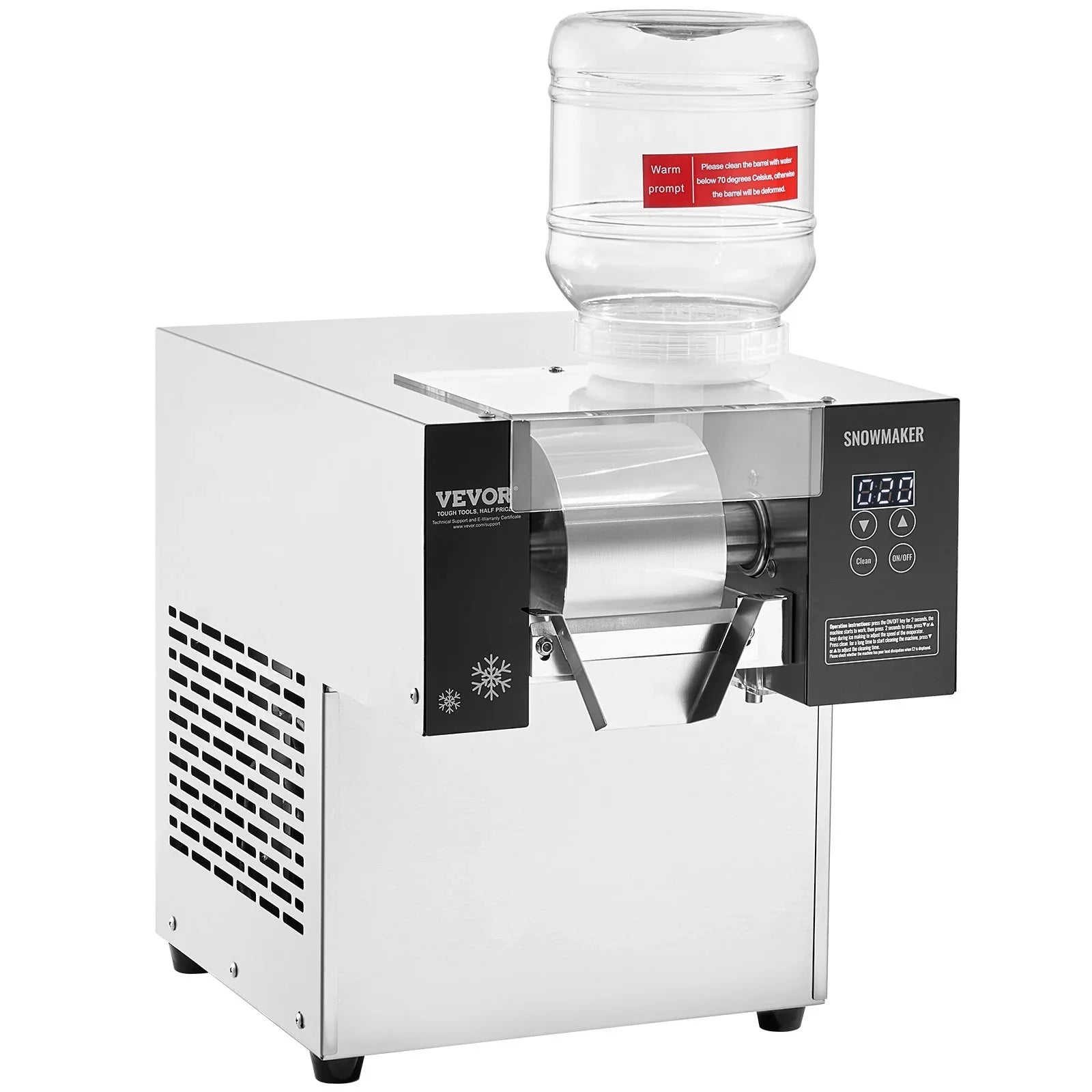 Commercial Snowflake Ice Machine, 375LBS/24H Snowflake Ice Maker, Stainless Steel Ice Shaver Machine, Electric Snow Cone Maker, Air Cooling System for Rapid Heat Dissipation, for Bakery, Cafe