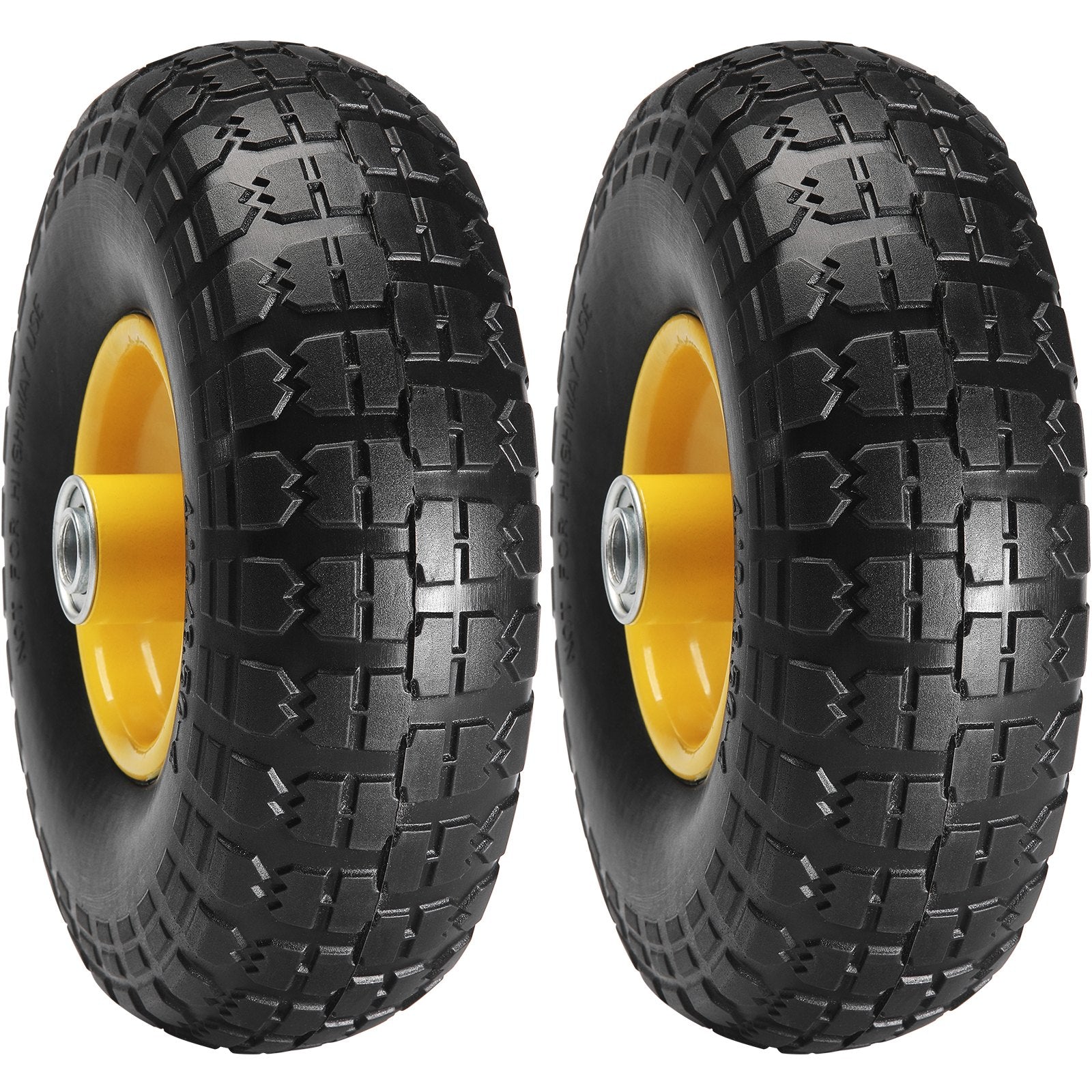 Solid PU Run-Flat Tire Wheel, 254 mm, 2-Pack, 181.4 kg Dynamic Load, 204.1 kg Static Load, Flat Free Tubeless Tires and Wheels for Hand Truck, Utility Cart, Dolly, Garden Trailer, Various Carts
