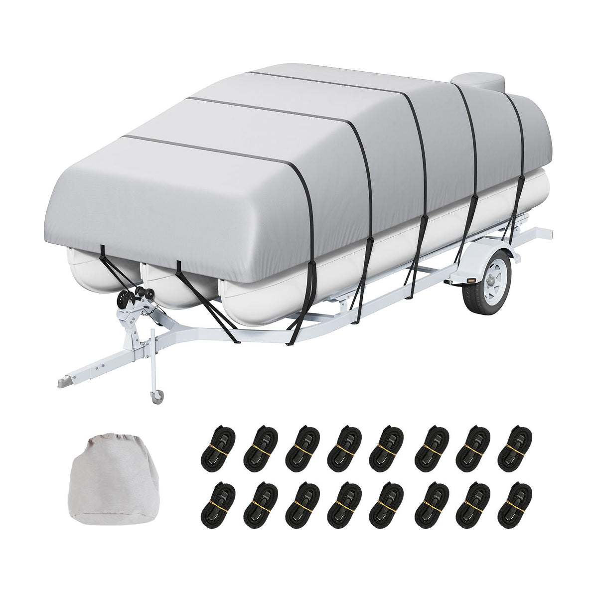 Pontoon Boat Cover 800D Waterproof Trailerable 19-20 ft with Storage Bag