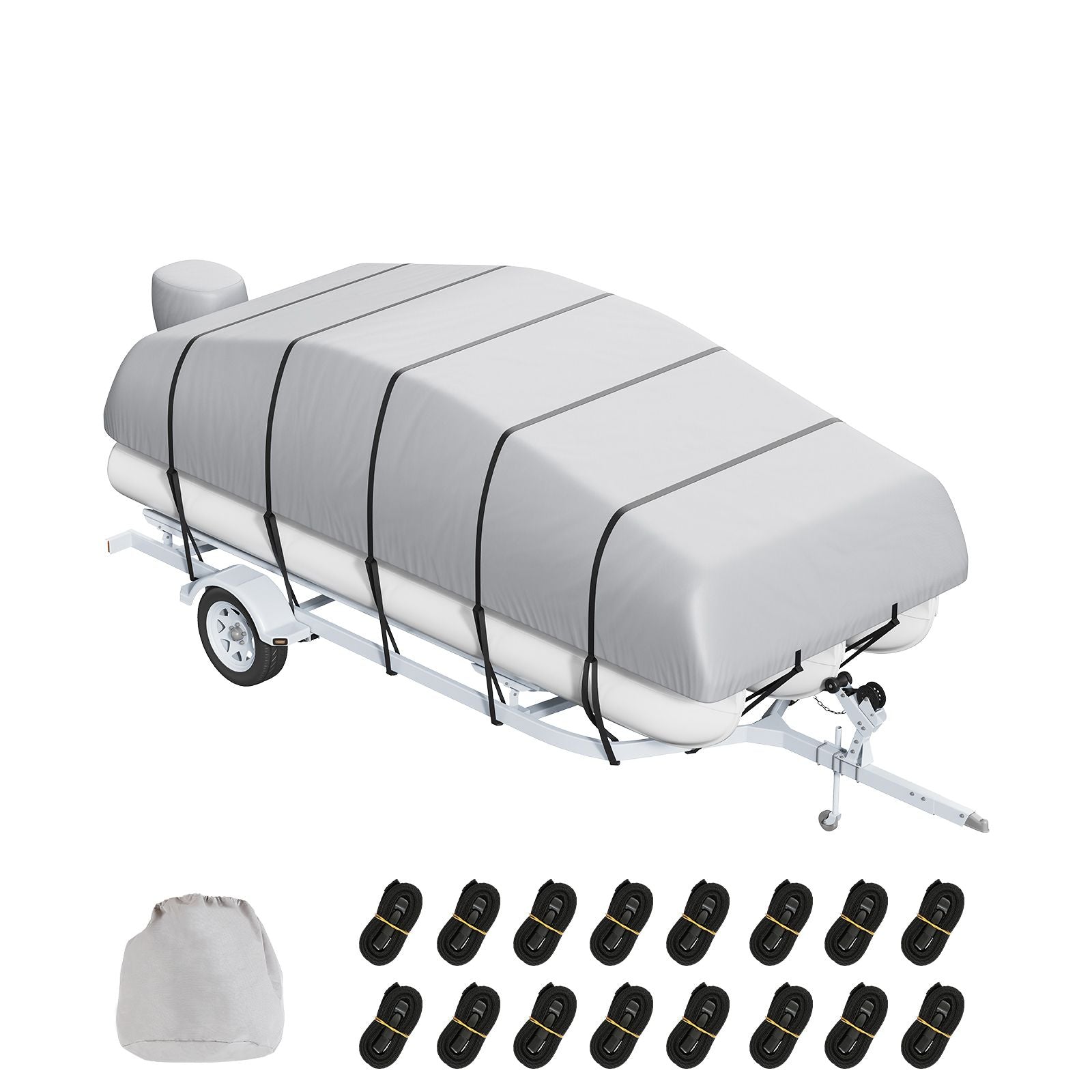 Pontoon Boat Cover 800D Waterproof Trailerable 23-24 ft with Storage Bag