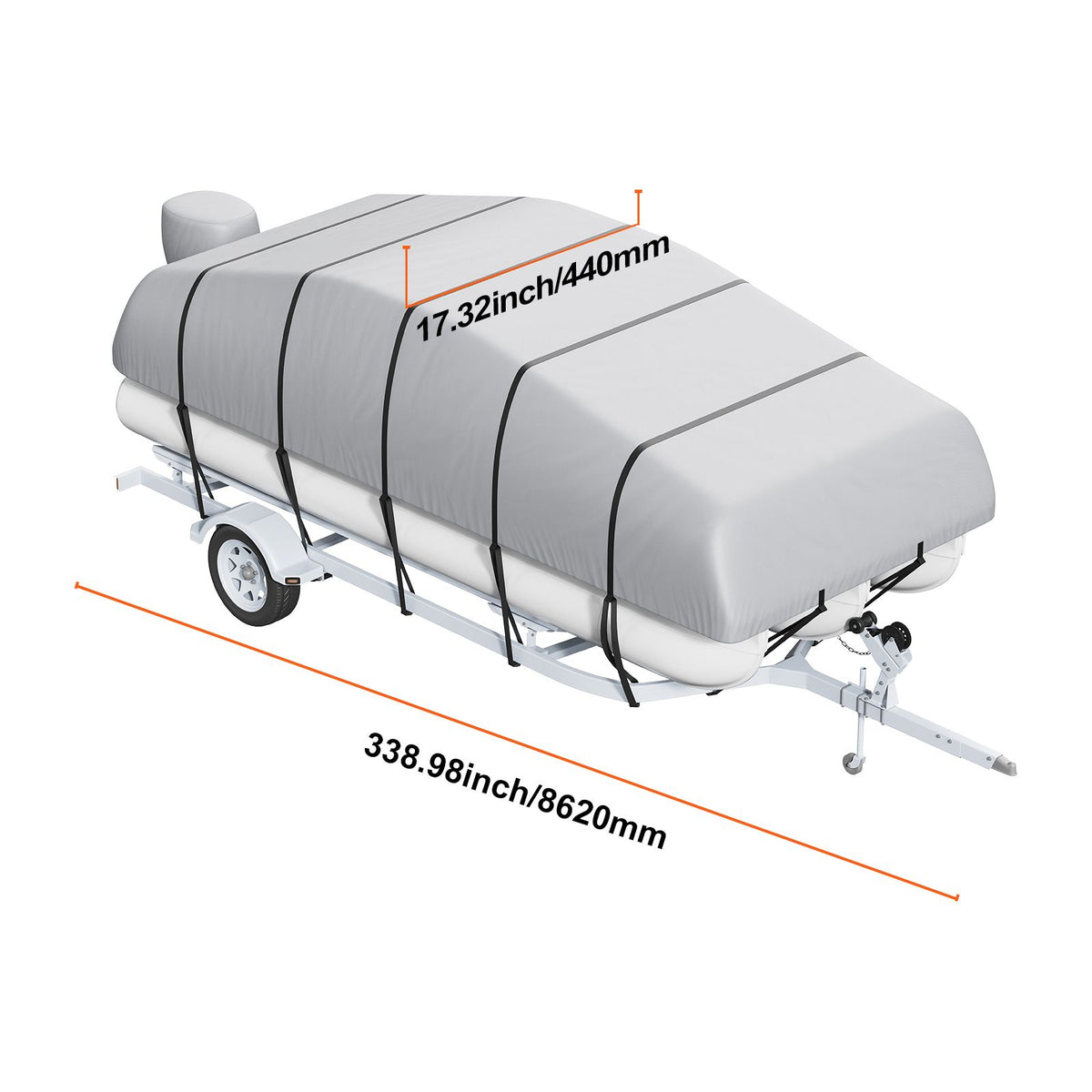 Pontoon Boat Cover 800D Waterproof Trailerable 23-24 ft with Storage Bag