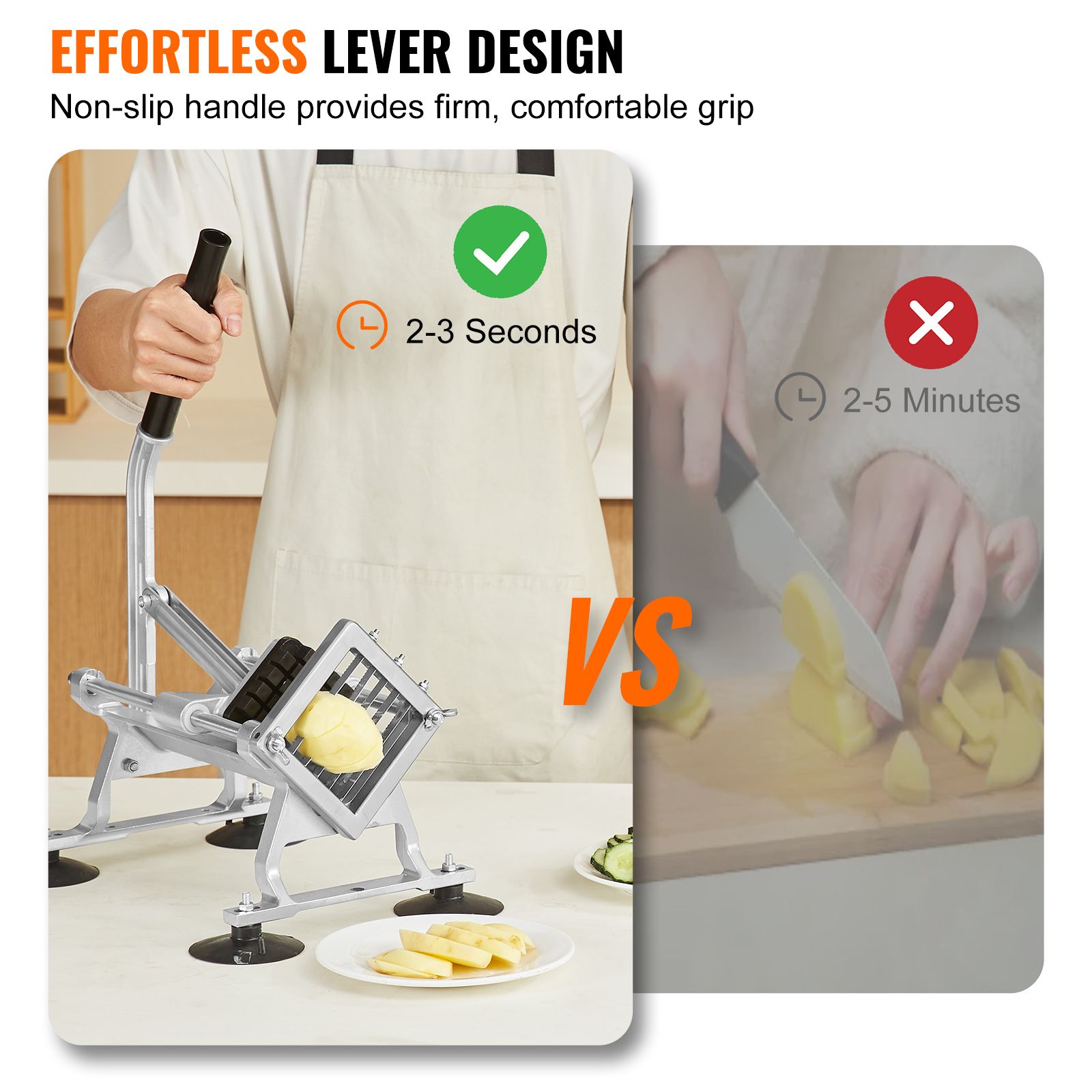 Commercial Vegetable Slicer 1/2 Inch Stainless Steel Manual Fruit Cutter