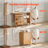 Folding Sewing Table with Lockable Wheels Shelves Trays Door Wood Color