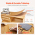 Folding Sewing Table with Lockable Wheels Shelves Trays Door Wood Color