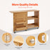 Folding Sewing Table with Lockable Wheels Shelves Trays Door Wood Color