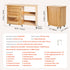 Folding Sewing Table with Lockable Wheels Shelves Trays Door Wood Color