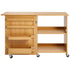 Folding Sewing Table with Lockable Wheels Shelves Trays Door Wood Color