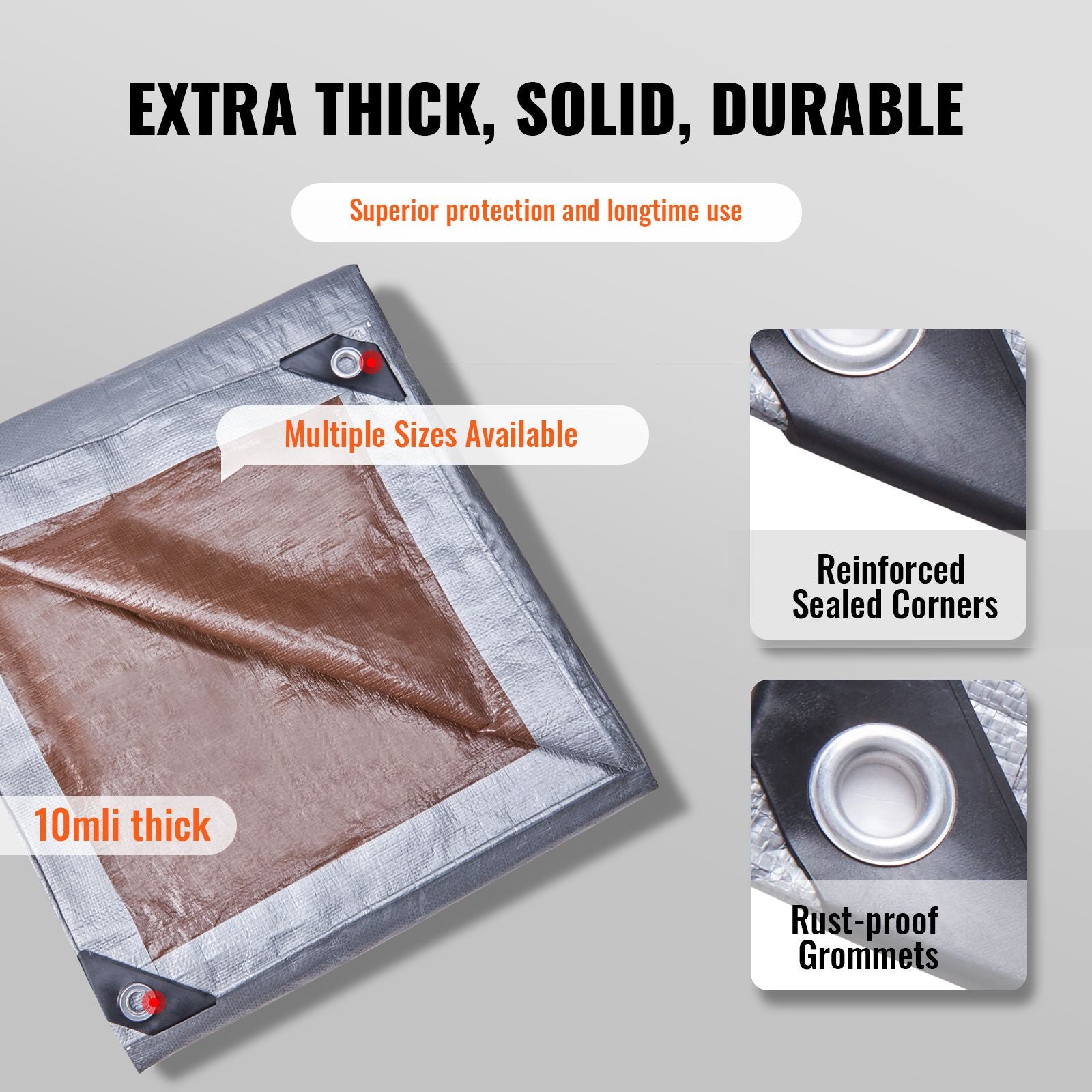 Tarp Waterproof Tarpaulin 20 x 30 ft 10 Mil Plastic Poly Tear UV Resistant