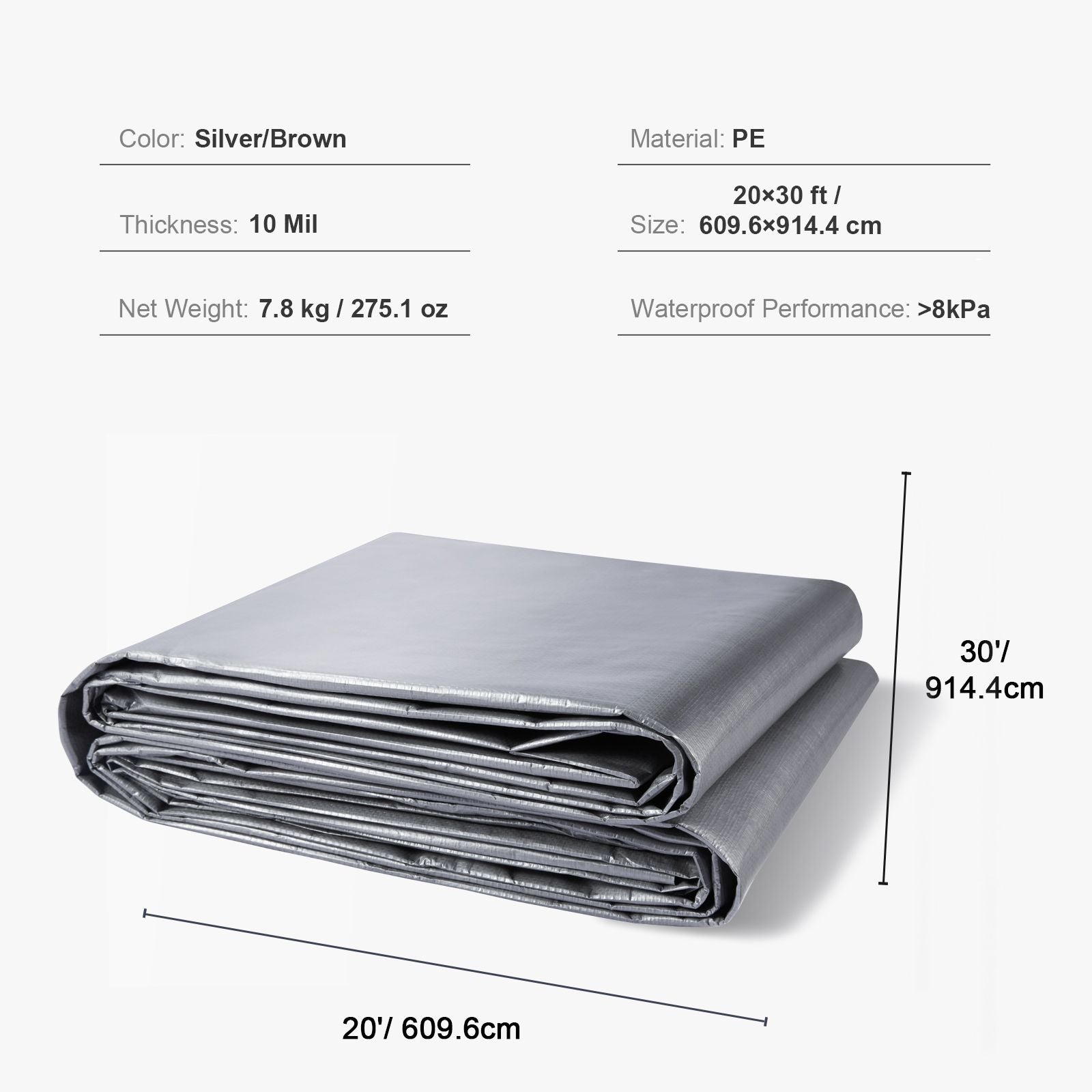 Tarp Waterproof Tarpaulin 20 x 30 ft 10 Mil Plastic Poly Tear UV Resistant