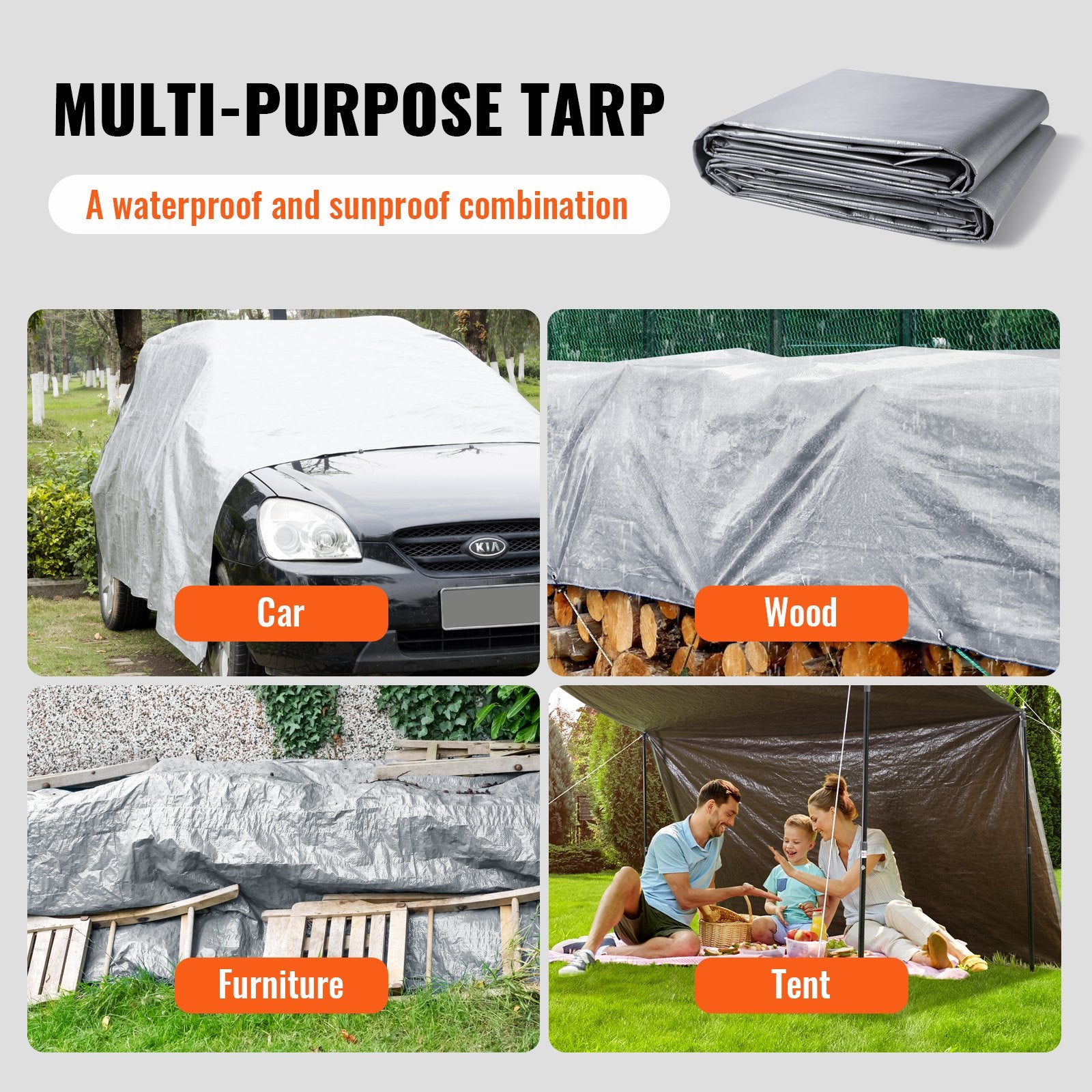 Tarp Waterproof Tarpaulin 20 x 30 ft 10 Mil Plastic Poly Tear UV Resistant