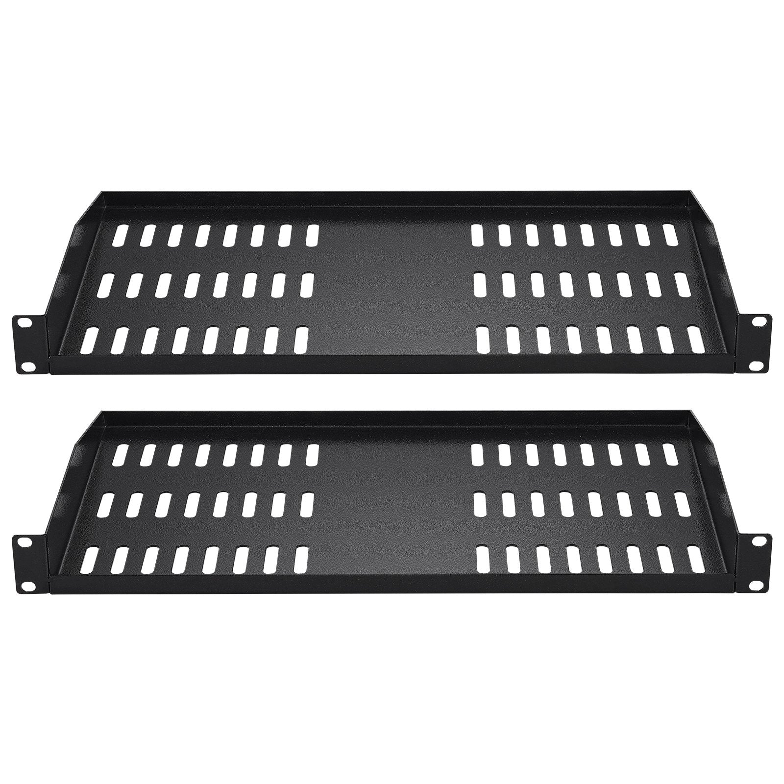 2PCS 1U Server Rack Shelf, 254mm Depth, 22.68kg Max Load Capacity Vented Cantilever or Wall Mount Rack Mount Shelf with Tray, Good Air Circulation for 482.6mm Network Cabinet or Equipment Rack