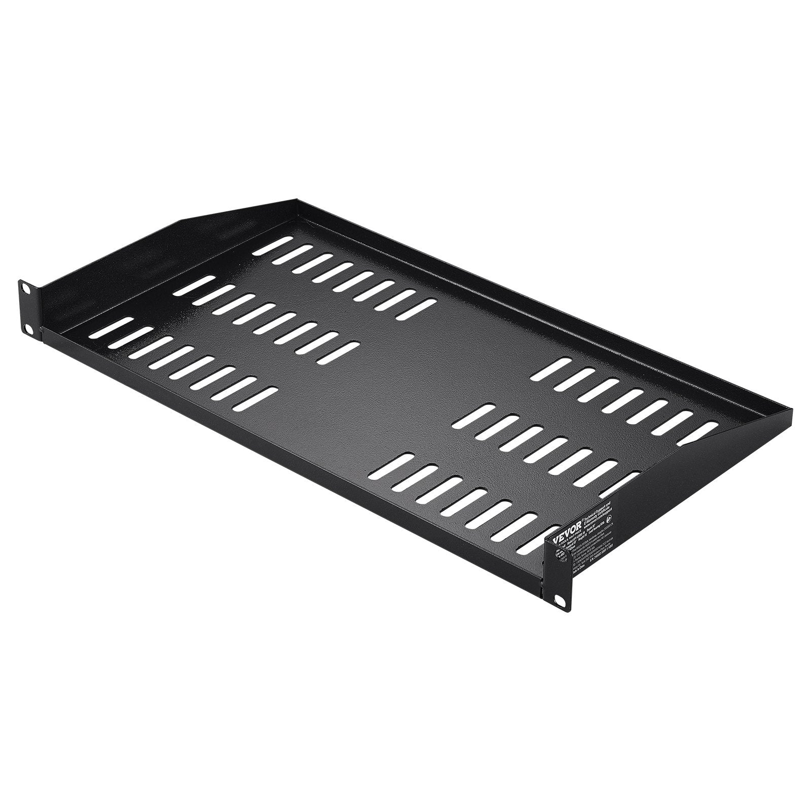 2PCS 1U Server Rack Shelf, 254mm Depth, 22.68kg Max Load Capacity Vented Cantilever or Wall Mount Rack Mount Shelf with Tray, Good Air Circulation for 482.6mm Network Cabinet or Equipment Rack