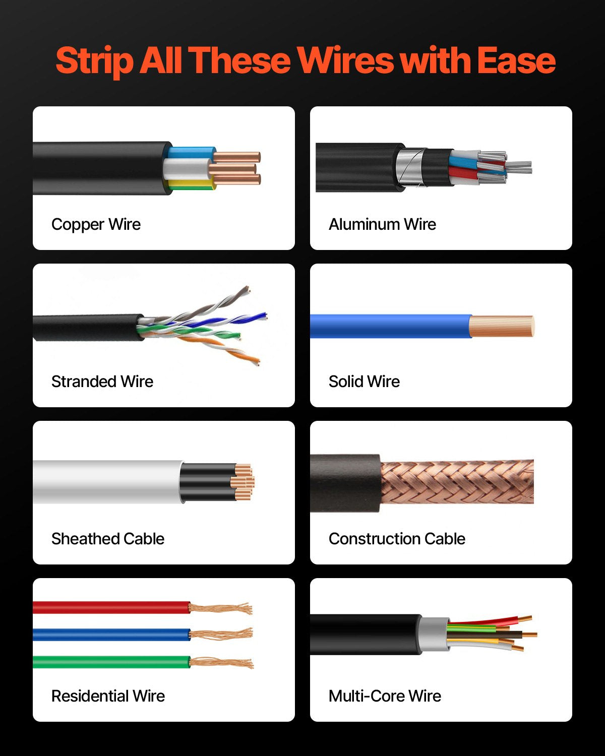 Electric Wire Stripping Machine, 1.5-40 mm, 400W Automatic Motorized Cable Stripper, 9.84 IPS (15 m/min) Wire Peeler with Alloy Blades, V-Shaped Rollers, Cooling Fan, for Scrap Copper Recycling