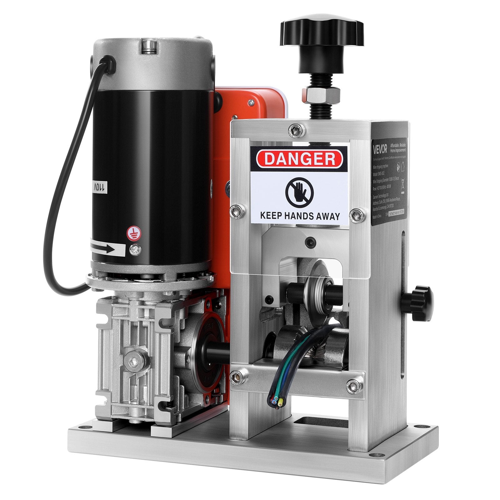 Electric Wire Stripping Machine, 1.5-40 mm, 400W Automatic Motorized Cable Stripper, 9.84 IPS (15 m/min) Wire Peeler with Alloy Blades, V-Shaped Rollers, Cooling Fan, for Scrap Copper Recycling