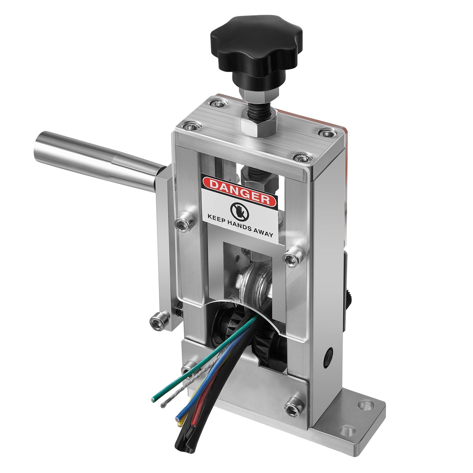 Manual Wire Stripping Machine, 1.5-25 mm, Copper Stripper with Hand Crank or Drill Powered, 64Mn Quenched Blades, 45# Steel Rollers, Aluminum Alloy Frame Wire Peeler, for Scrap Copper Recycling