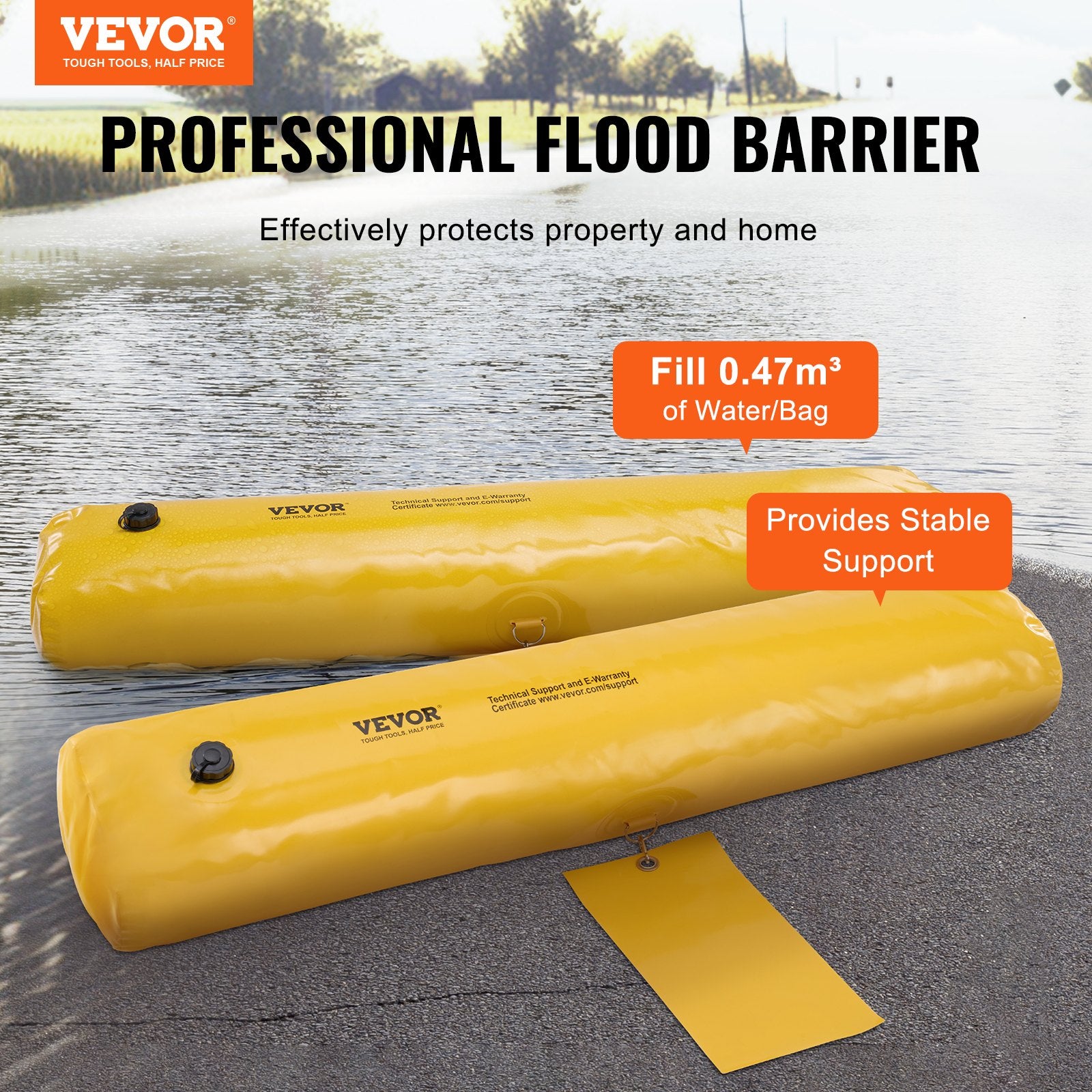 Flood Barriers, Sandbag Alternative Flood Bags 4 Pack,  Flood Barrier for Home, Water Barriers for Flooding, Doorway, Driveway(4FTx6in)