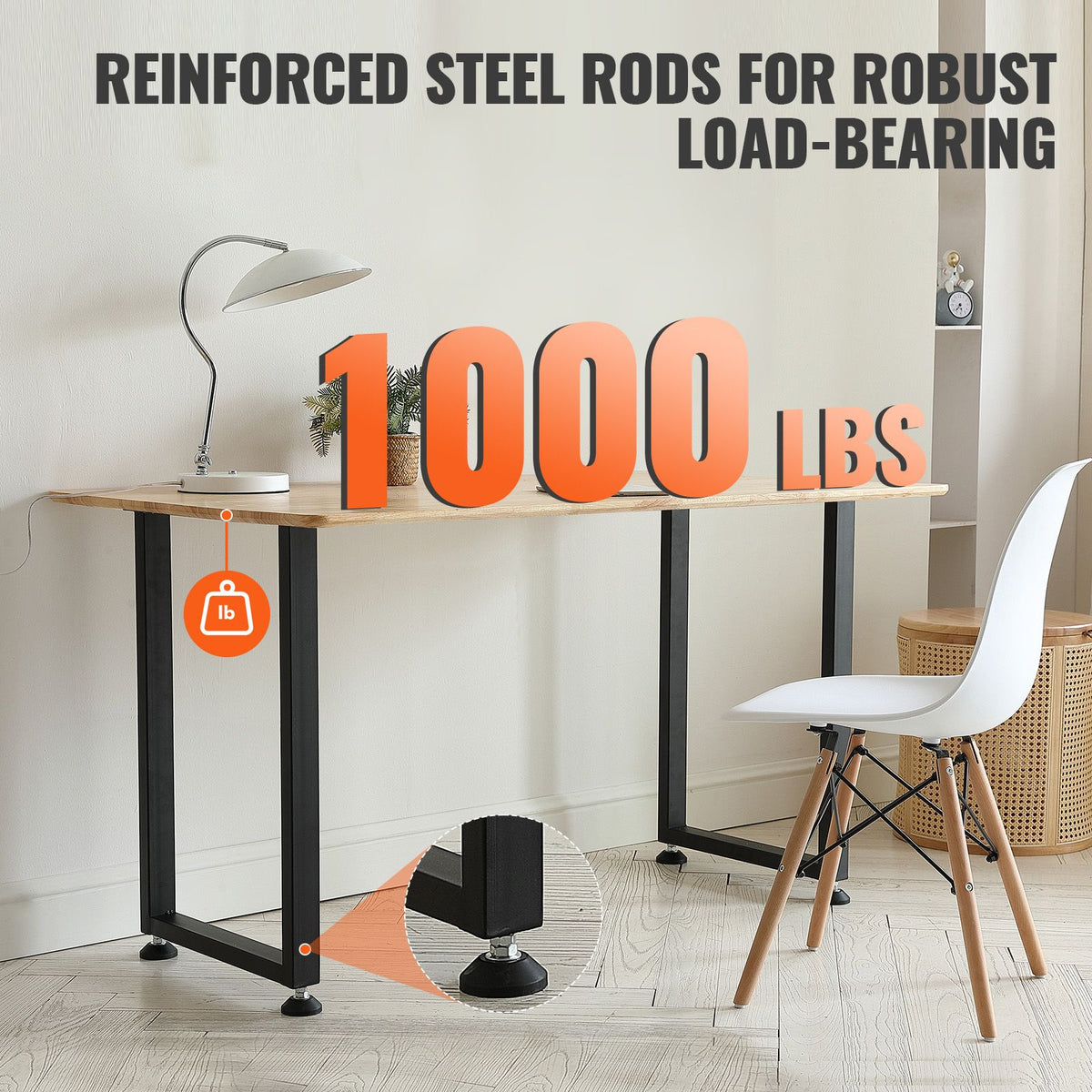 28 Inch Adjustable Steel Furniture Legs Set of 2 Heavy Duty Desk Table Legs