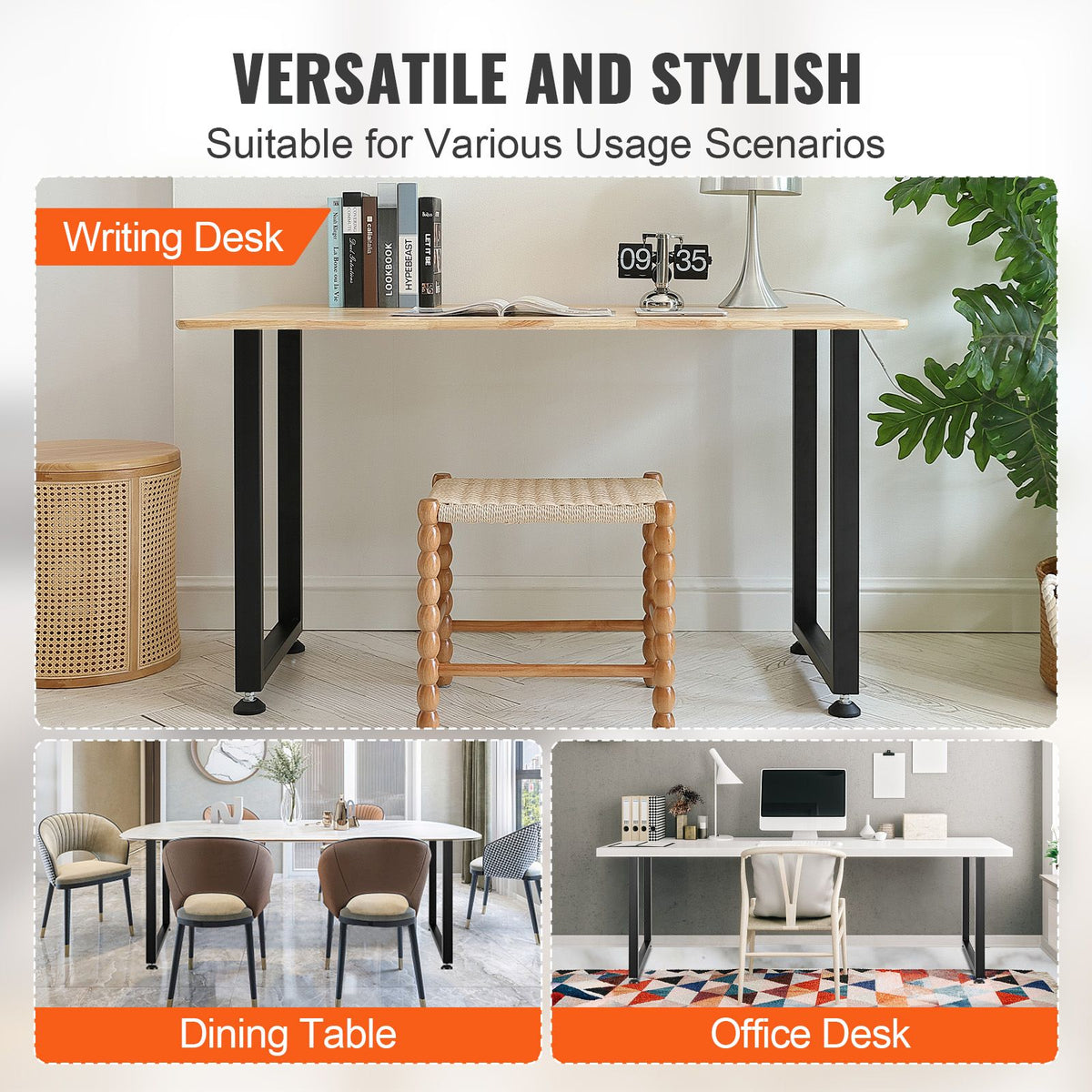 28 Inch Adjustable Steel Furniture Legs Set of 2 Heavy Duty Desk Table Legs