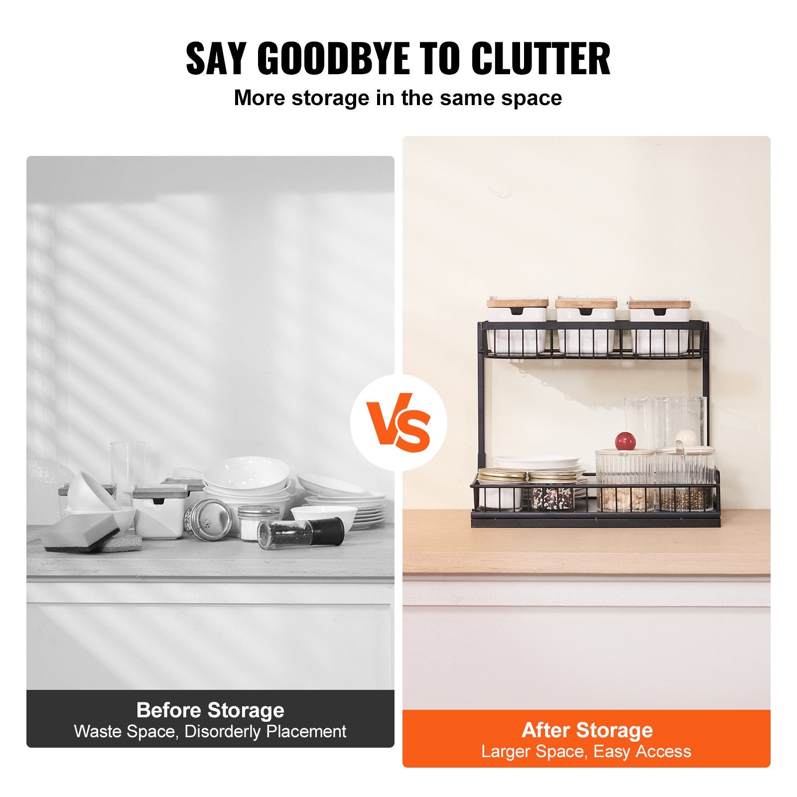 2-Tier Wire Pull Out Cabinet Under Sink Organizer 10.7