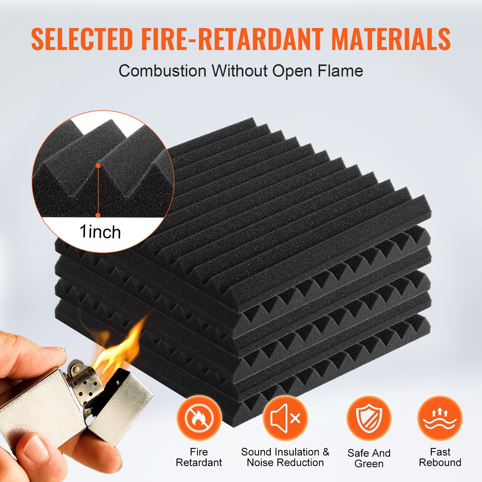 Acoustic Foam Panels 52 Pack 12 x 12 x 1 in for Studio Wall and Ceiling