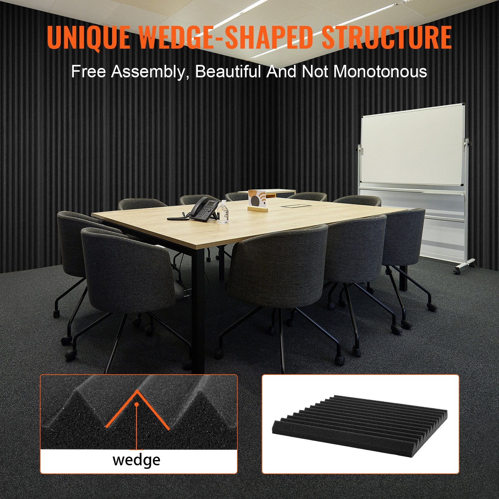 Acoustic Foam Panels 52 Pack 12 x 12 x 1 in for Studio Wall and Ceiling