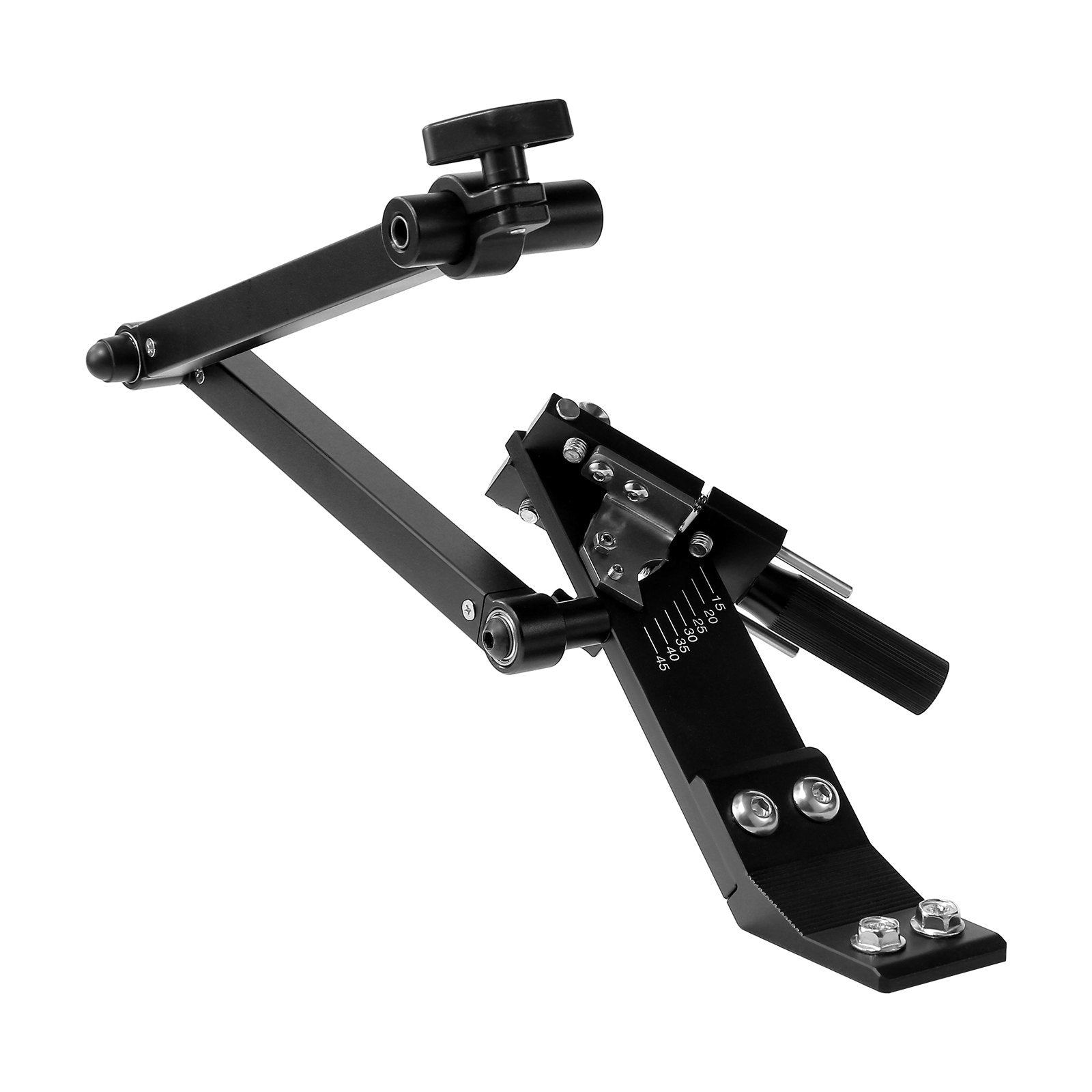 Lawn Mower Blade Sharpener, 15° - 45° Adjustable Lawnmower Blade Sharpening Tool with 4 Adapter Pins, Ball Bearing Design & 25mm Enlarged Handle, Compatible with Most Angle Grinders