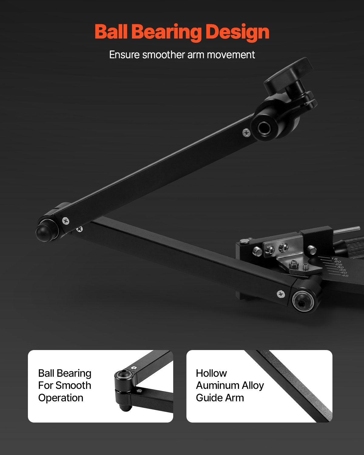Lawn Mower Blade Sharpener, 15° - 45° Adjustable Lawnmower Blade Sharpening Tool with 4 Adapter Pins, Ball Bearing Design & 25mm Enlarged Handle, Compatible with Most Angle Grinders