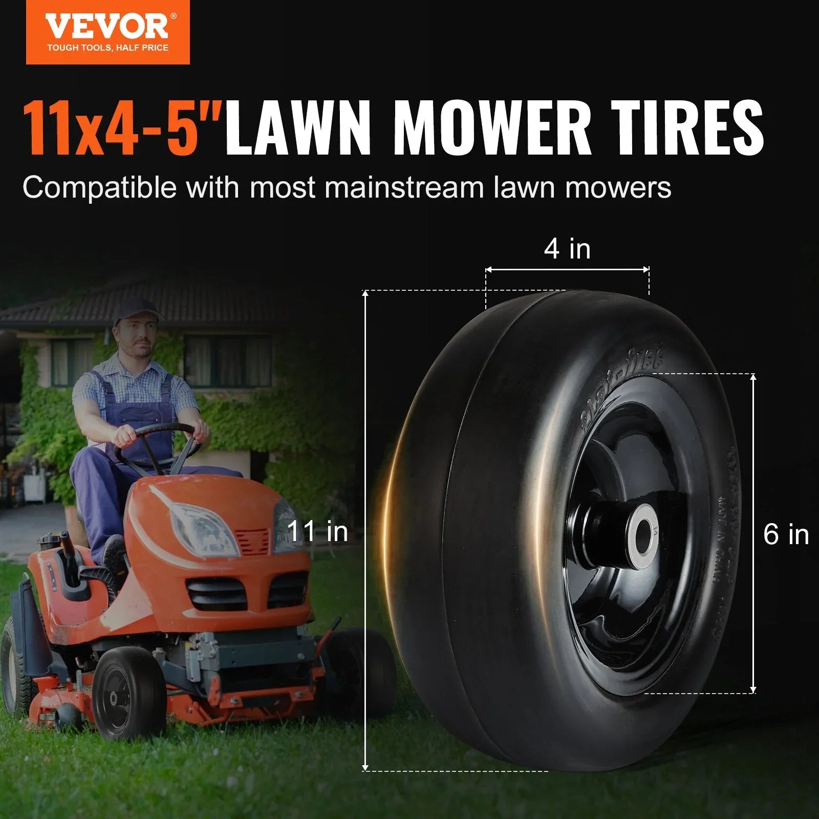 Lawn Mower Tires with Rim, 11x4-7