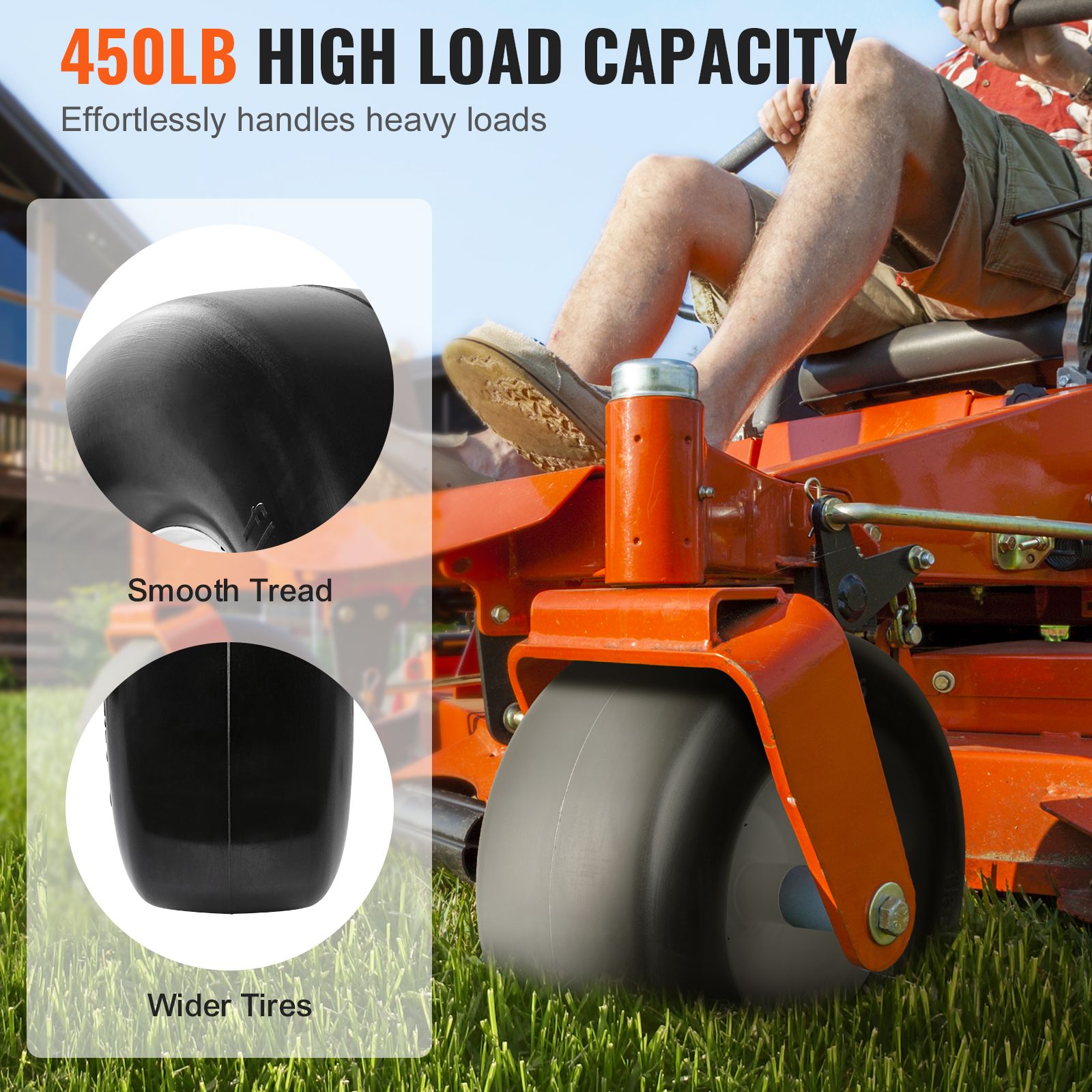 13x5-6 Lawn Mower Tires with Rim 2 Pack Flat Free Tractor Wheel Assembly