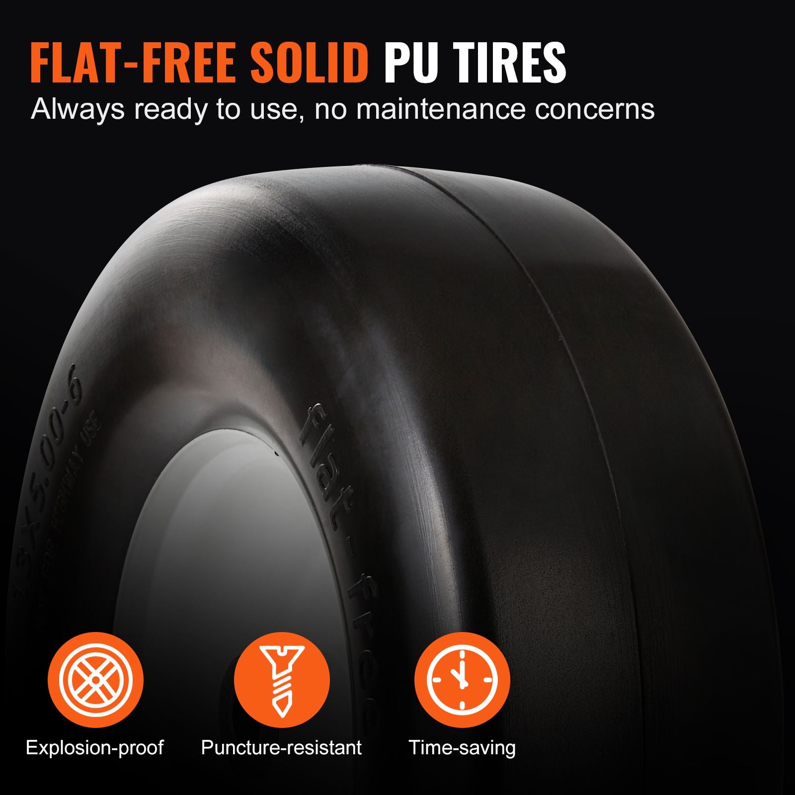 13x5-6 Lawn Mower Tires with Rim 2 Pack Flat Free Tractor Wheel Assembly