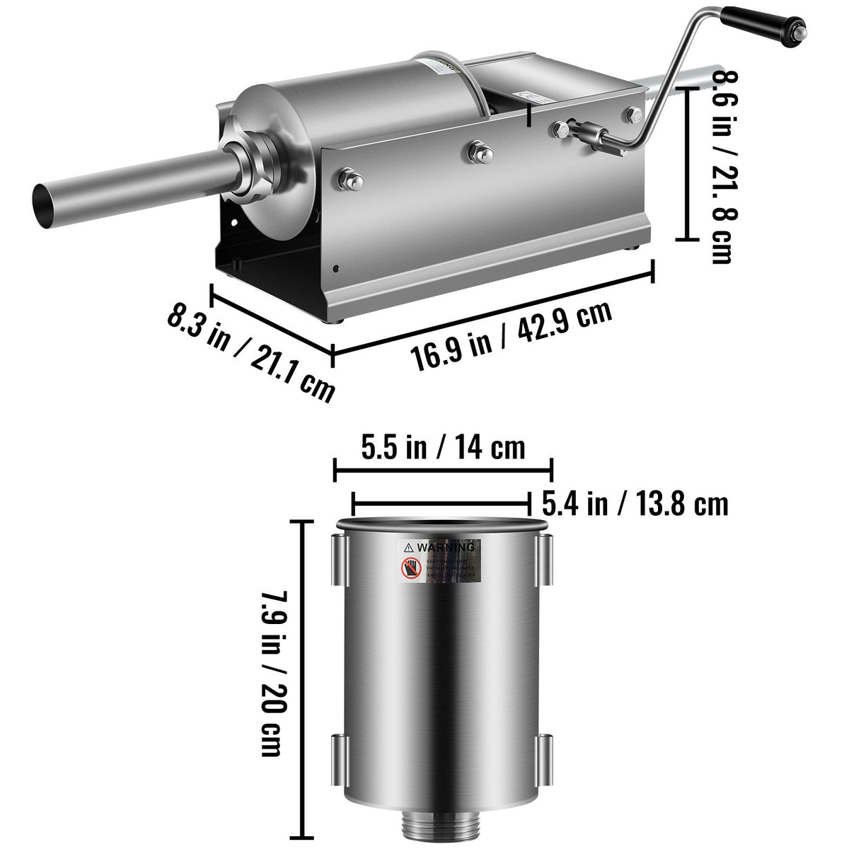 3L Manual Sausage Stuffer 304 Stainless Steel Dual Speed Meat Filler Machine