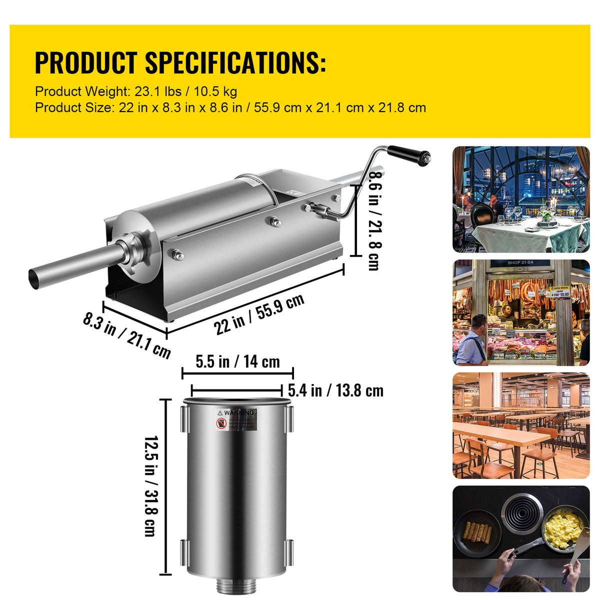 5L Manual Sausage Stuffer 304 Stainless Steel Dual Speed Meat Filler Machine