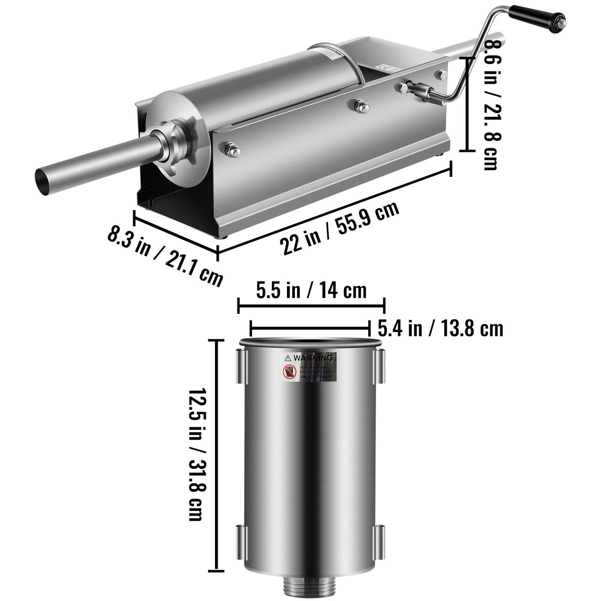 5L Manual Sausage Stuffer 304 Stainless Steel Dual Speed Meat Filler Machine