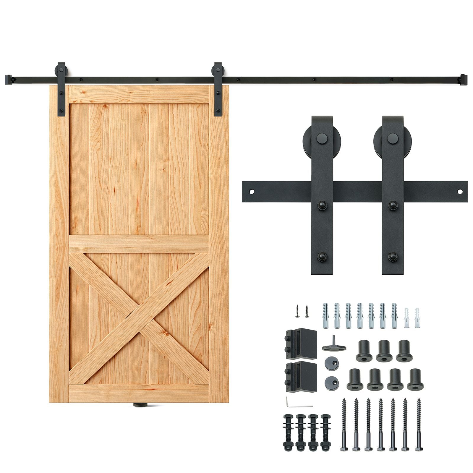 8FT Sliding Barn Door Hardware Closet Track Kit for Single Door J Hanger