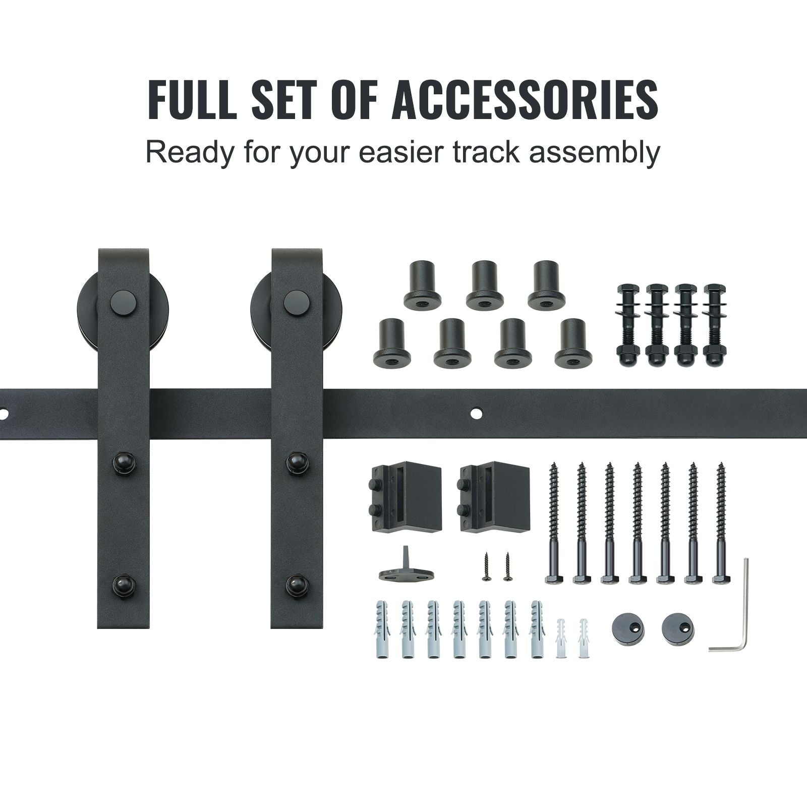 8FT Sliding Barn Door Hardware Closet Track Kit for Single Door J Hanger