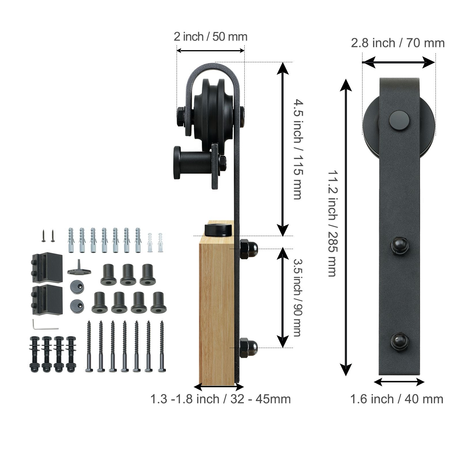 8FT Sliding Barn Door Hardware Closet Track Kit for Single Door J Hanger