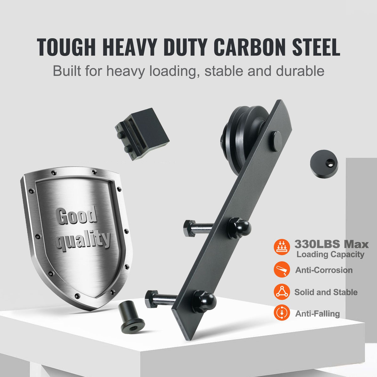 8 ft Sliding Barn Door Hardware Kit for Double Doors, Heavy Duty I Hangers
