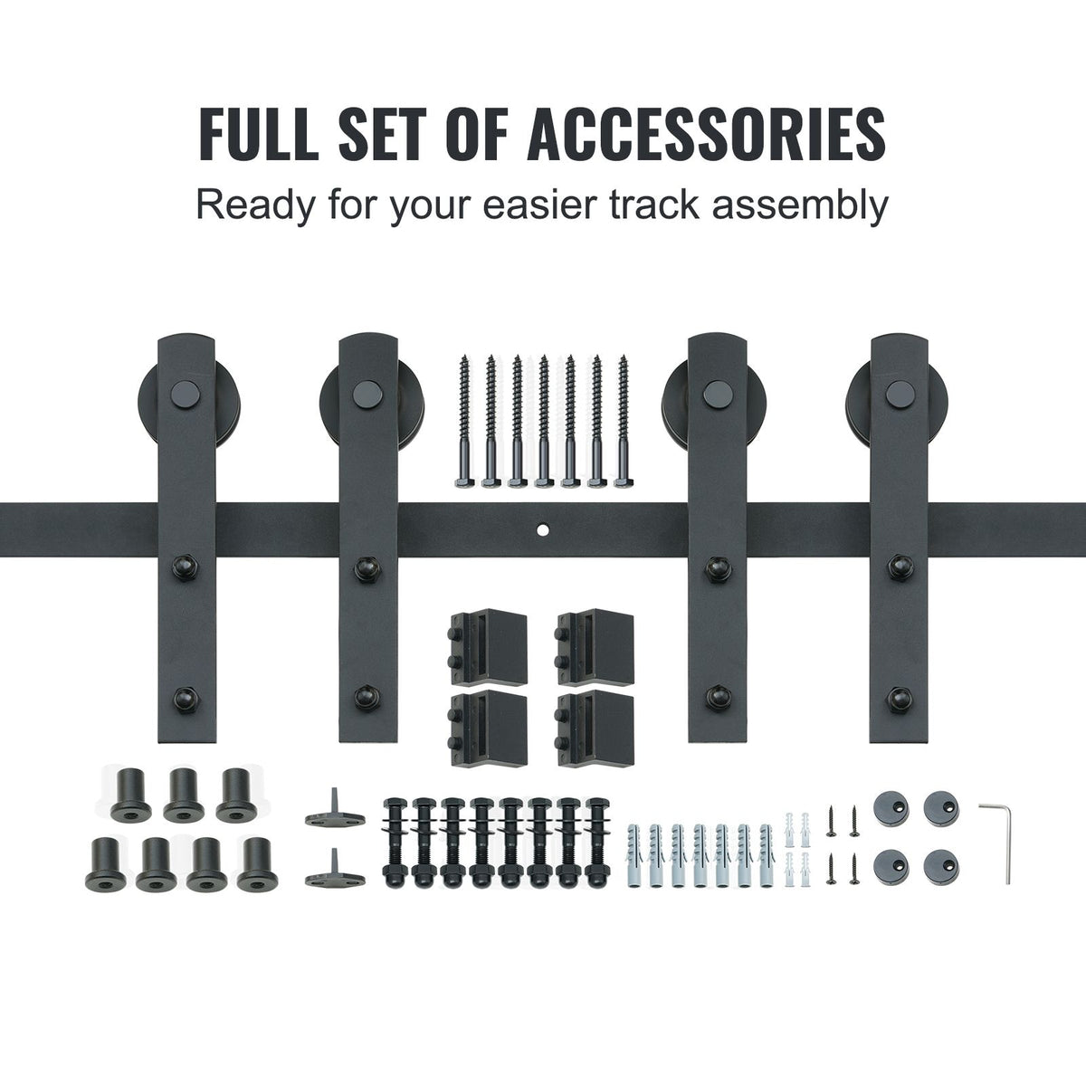 8 ft Sliding Barn Door Hardware Kit for Double Doors, Heavy Duty I Hangers