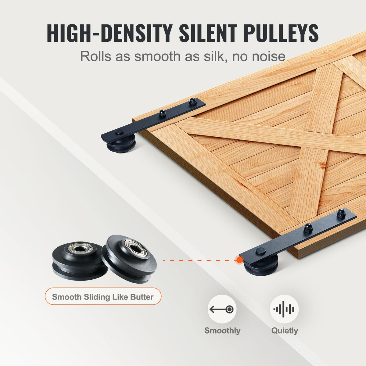 8 ft Sliding Barn Door Hardware Kit for Double Doors, Heavy Duty I Hangers