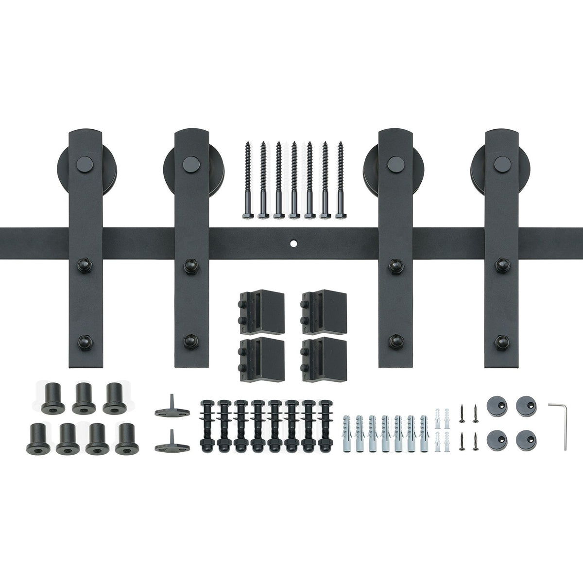 8 ft Sliding Barn Door Hardware Kit for Double Doors, Heavy Duty I Hangers