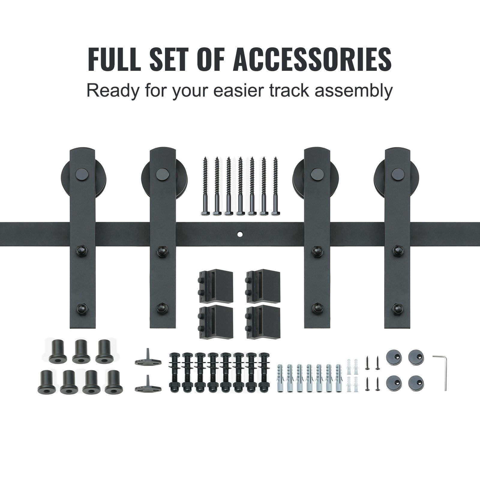 8FT Sliding Barn Door Hardware Closet Track Kit for Double Doors I Hanger