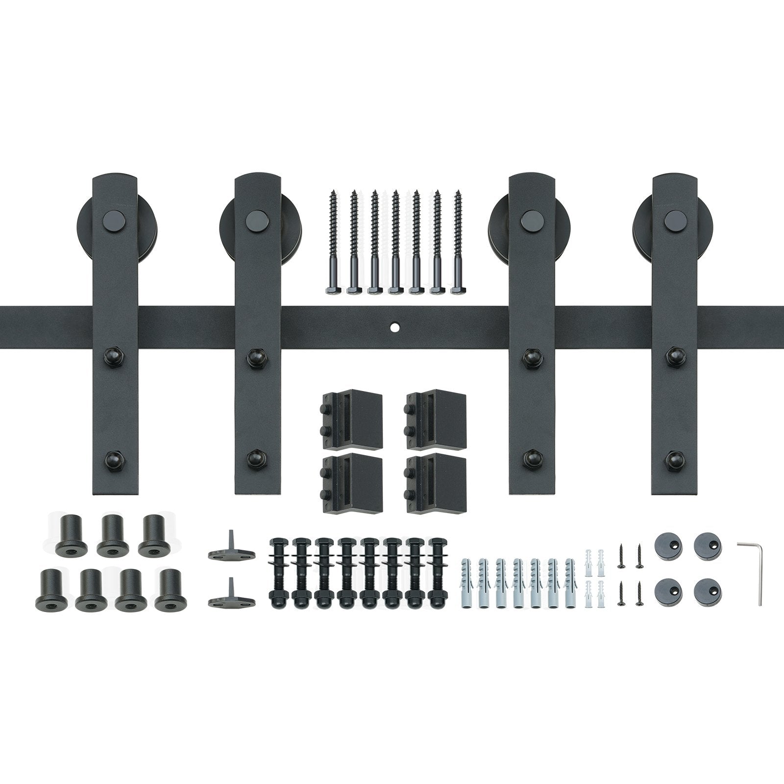 8FT Sliding Barn Door Hardware Closet Track Kit for Double Doors I Hanger