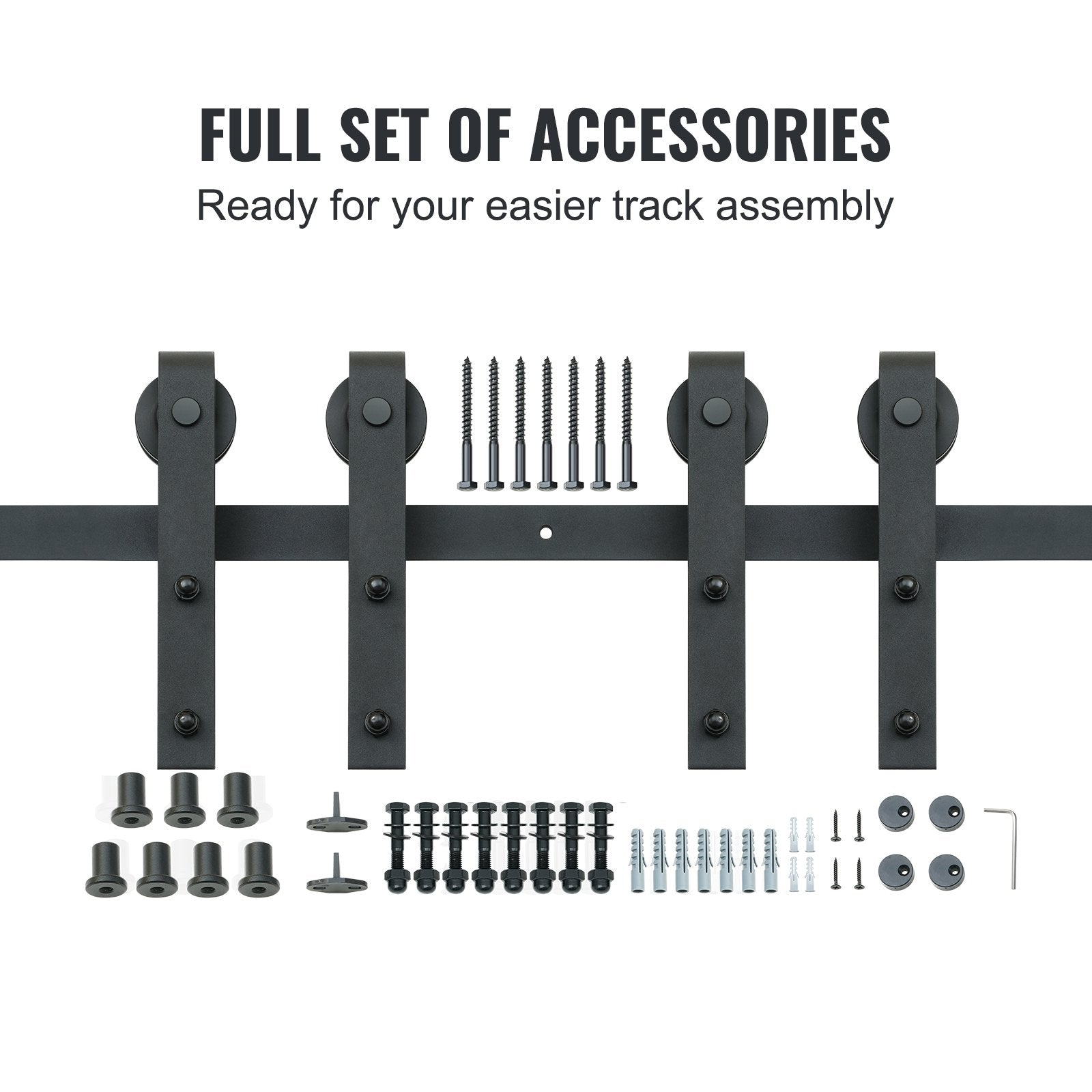 2440 mm Sliding Barn Door Hardware Closet Track Kit for Double Doors J Hanger