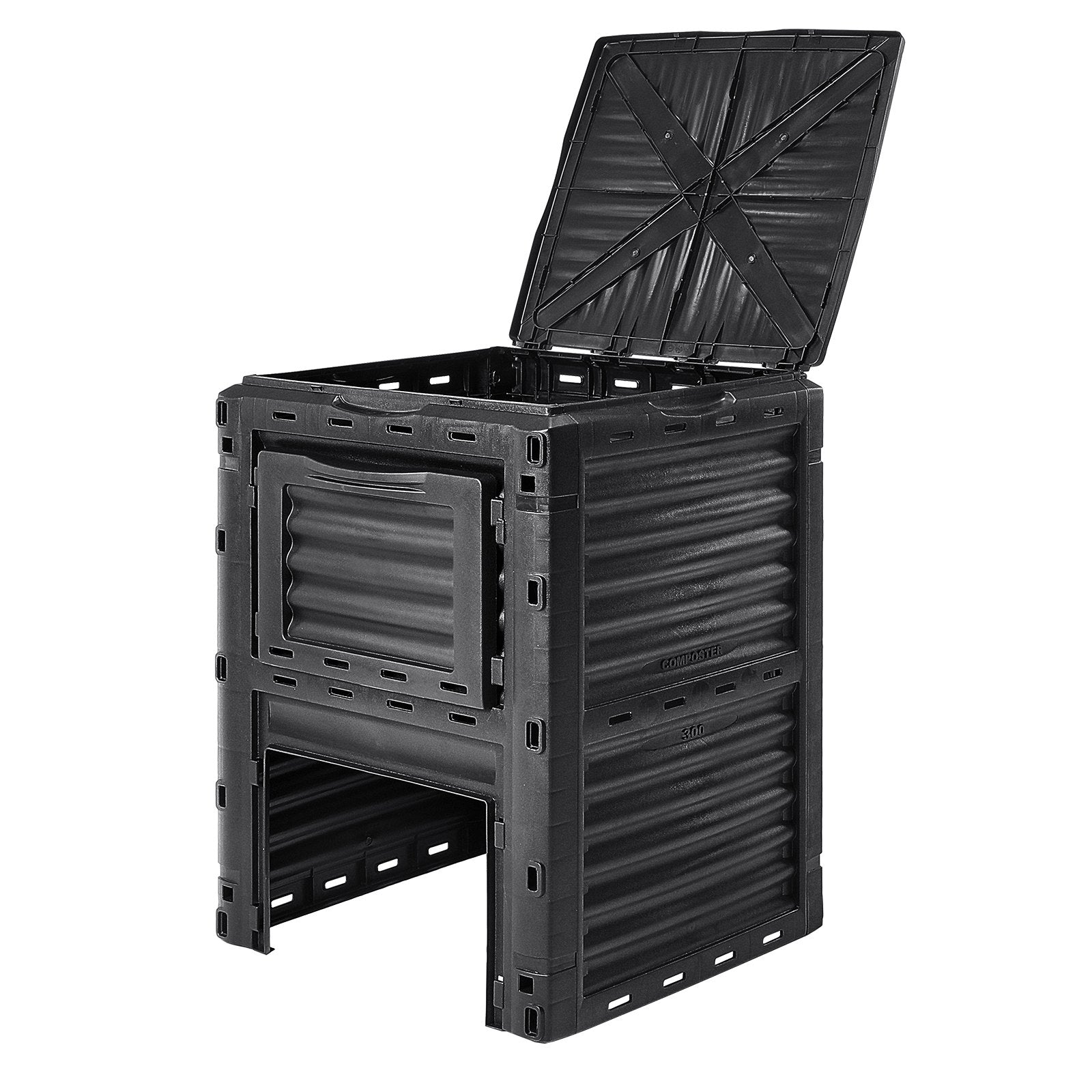 VEVOR Garden Compost Bin 300 L, BPA Free Composter, Large Capacity Outdoor Composting Bin with Top Lid and Bottom Door, Easy Assembling, Lightweight, Fast Creation of Fertile Soil