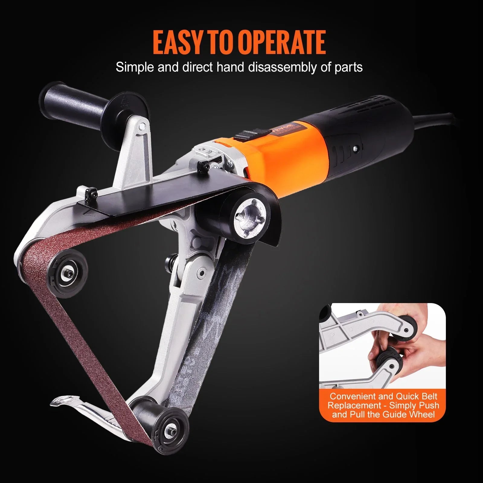 Pipe Tube Polisher Sander, 1300W Pipe Belt Sander with 6 Variable Speeds 1100-3200rpm, Professional Belt Sander Grinding Machine with 3PCS Sanding Belts for Burnishing Finishing Rust Removal