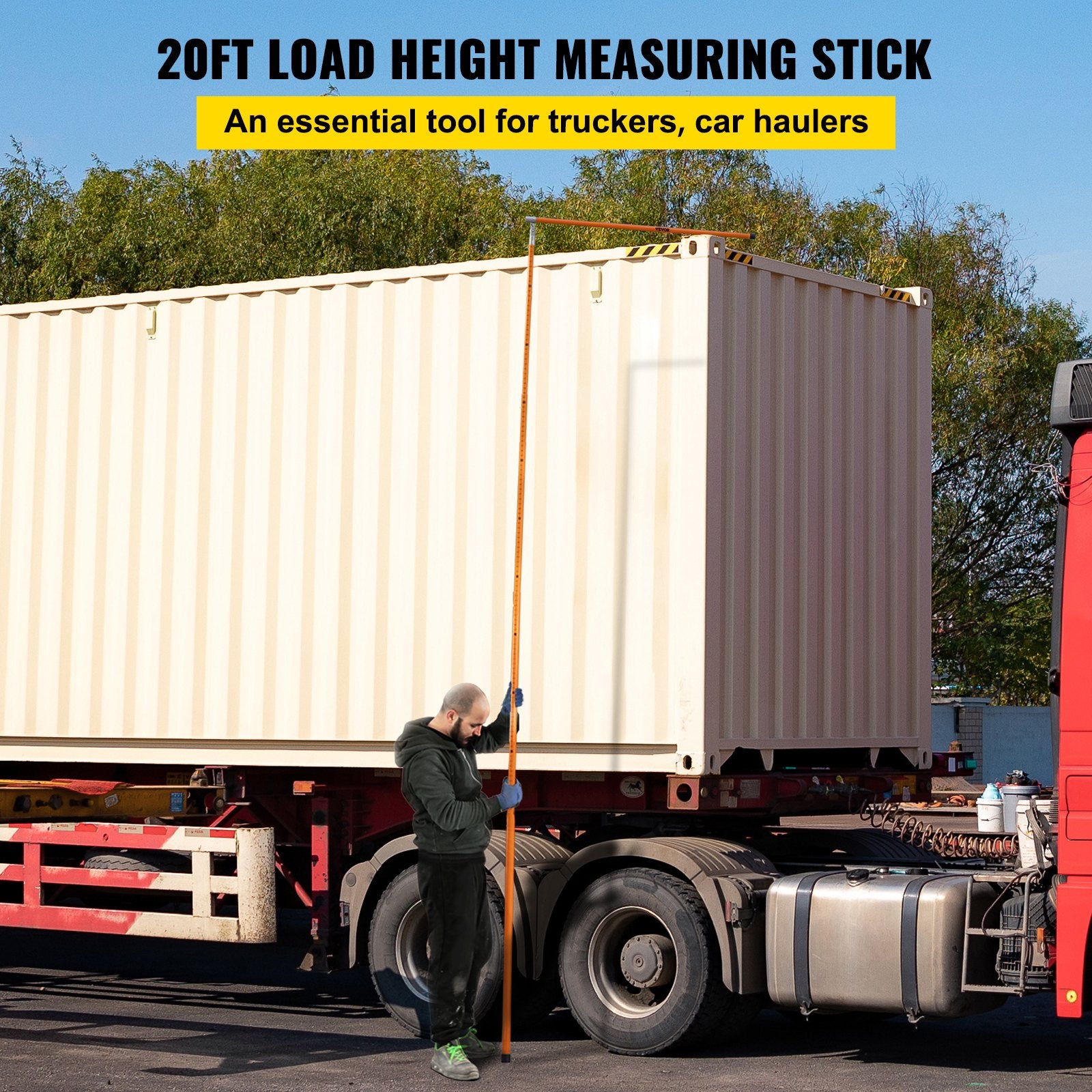 Load Height Measuring Stick 20' Sturdy Truck Height Stick Easy to Read