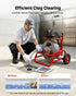 Drain Cleaner Machine 22m x 12.7mm, Sewer Snake Auger on Wheels, Manual Feed Drain Cleaning Machine with Adjustable Drum Angle, 6 Cutters & Air-activated Foot Switch for 50mm to 150mm Pipes