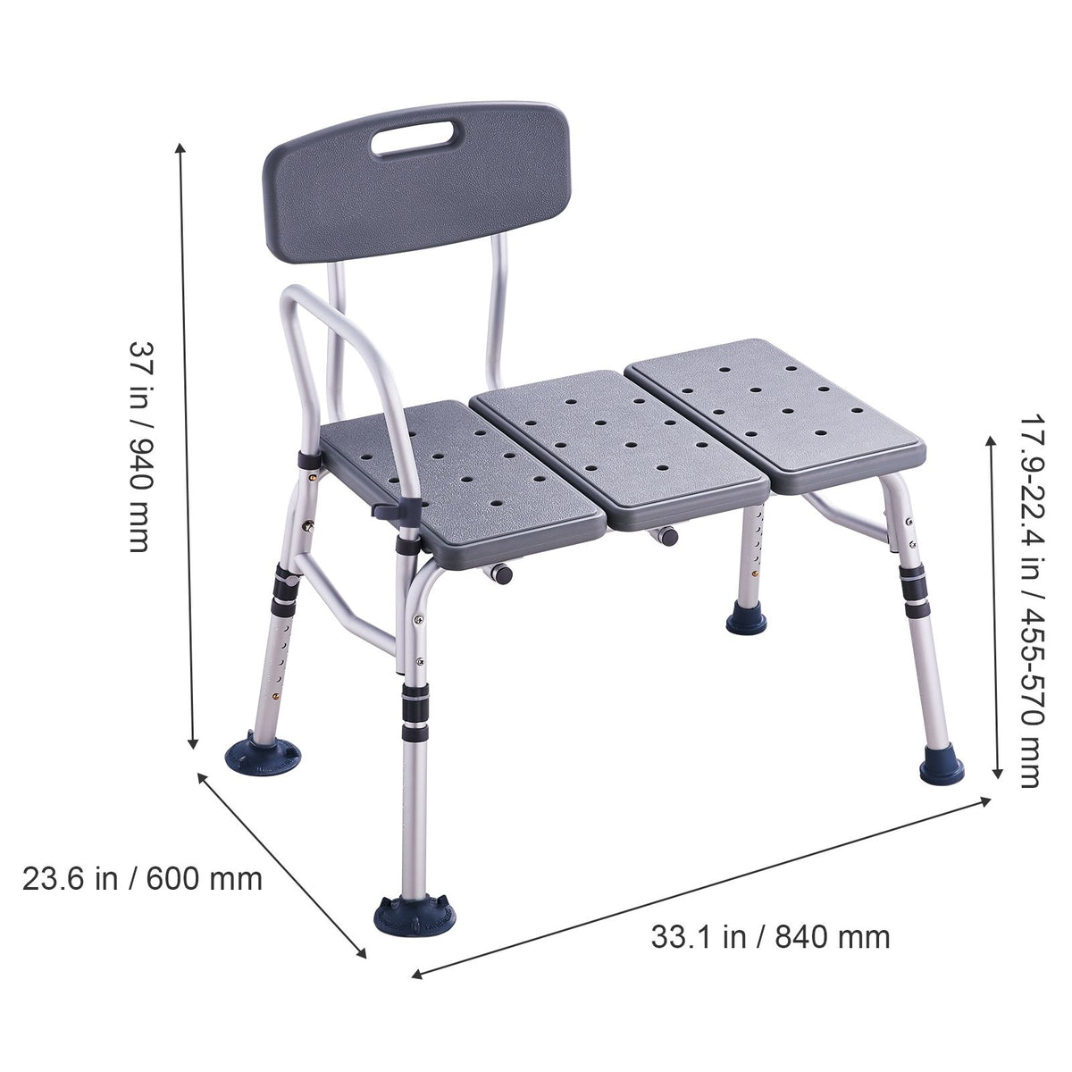 Bathtub Transfer Bench Shower Seat Adjustable Elderly Bath Chair 400lbs