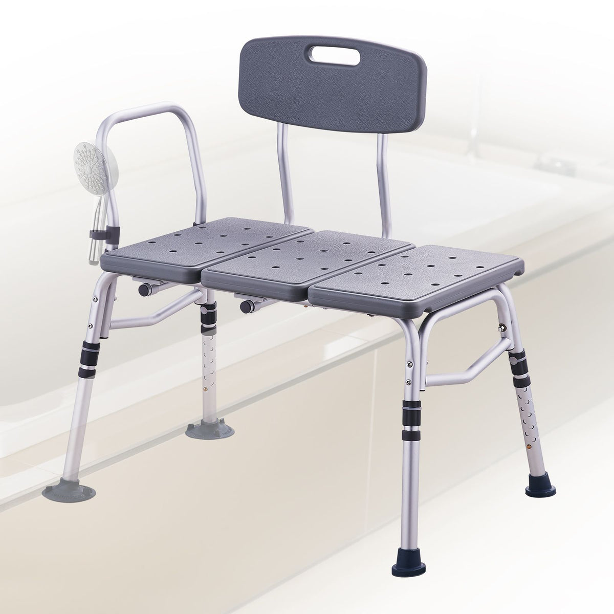 Bathtub Transfer Bench Shower Seat Adjustable Elderly Bath Chair 400lbs