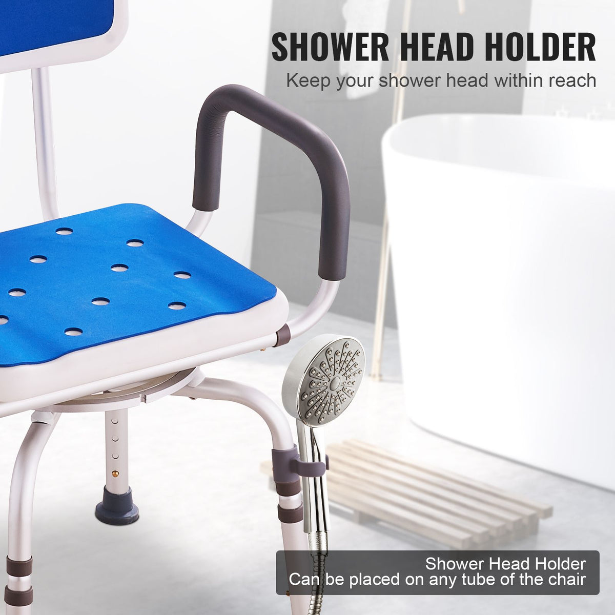 360° Swivel Shower Chair 400lbs Adjustable Bath Seat with Backrest